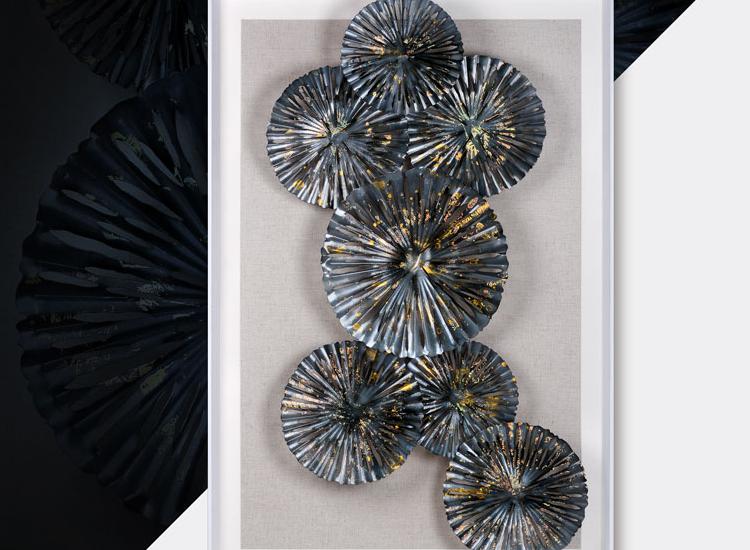 玄關裝飾畫 工業(yè)風客廳沙發(fā)軟裝實物 立體手工鐵藝金屬酒店壁飾