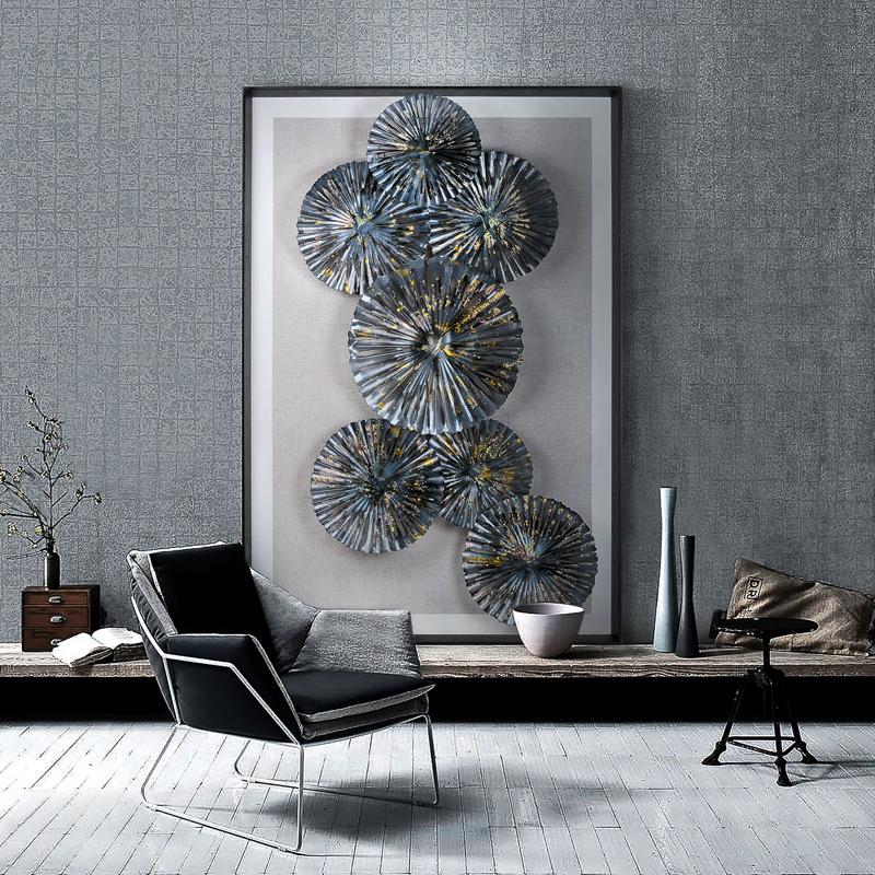 玄關裝飾畫 工業(yè)風客廳沙發(fā)軟裝實物 立體手工鐵藝金屬酒店壁飾