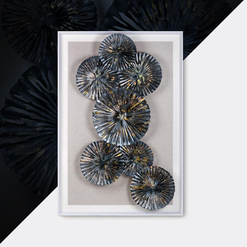 玄關裝飾畫 工業(yè)風客廳沙發(fā)軟裝實物 立體手工鐵藝金屬酒店壁飾