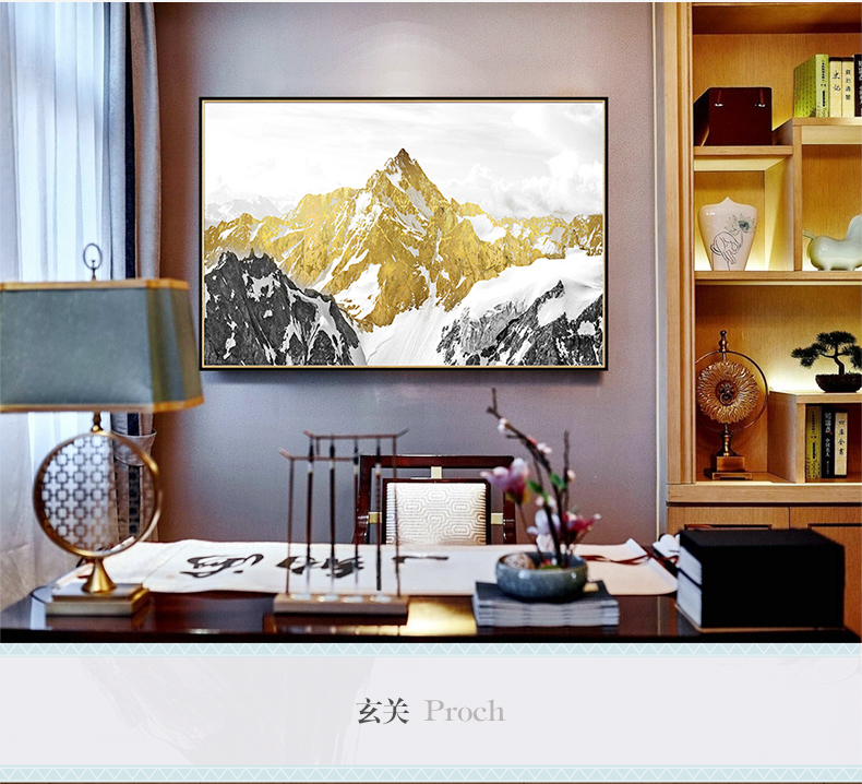 現(xiàn)代油畫(huà) 客廳別墅沙發(fā)背景墻掛畫(huà) 靠山招財(cái)畫(huà) 純手繪油畫(huà) 雪山圣景（單）