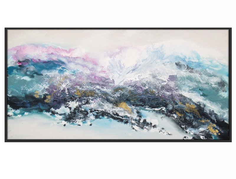 抽象客廳裝飾畫(huà) 臥室原創(chuàng)純手繪厚肌理畫(huà) 走廊過(guò)道環(huán)保PS框掛畫(huà) 山與湖