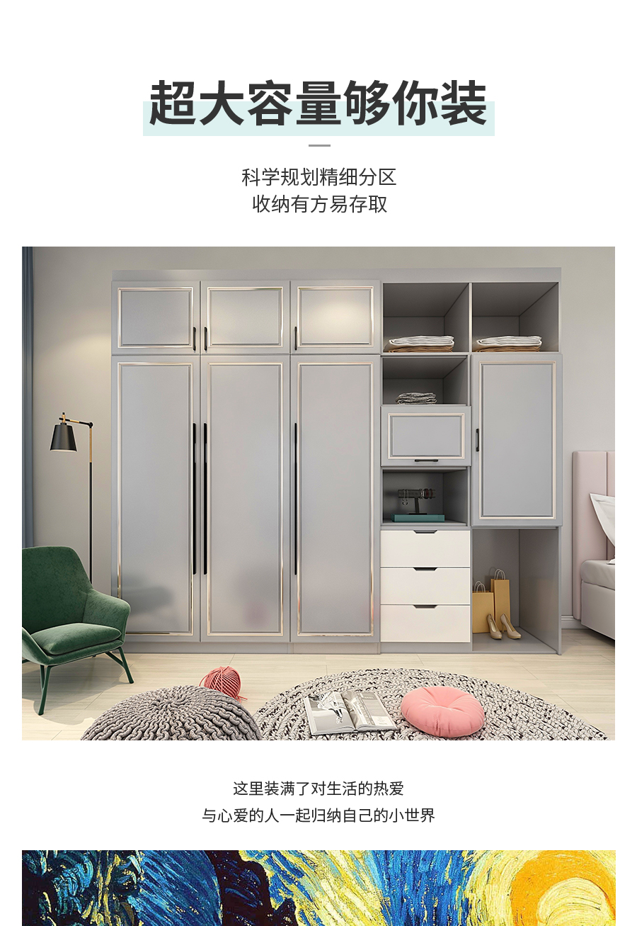 星空梵高整體定制衣柜 林茲之夜·法式門(mén)芯衣柜